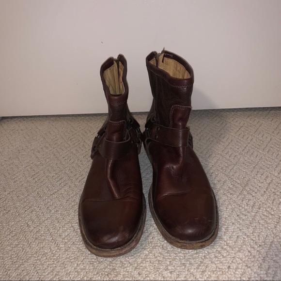 Frye Phillip Harness Boots | Dark Brown | Size 6.5 - Picture 4 of 6